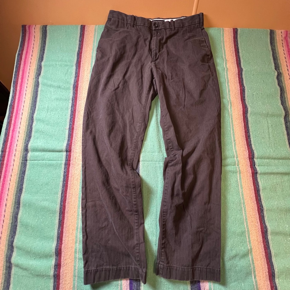 Banana Republic Pinstripe Pants Mens 33x32 Black Straight Fit Cotton Trousers